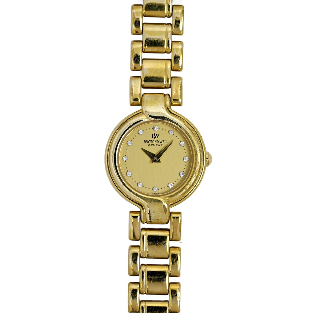 Raymond Weil Allegro 18k Gold Plated Ladies 5850 Diamond Watch Preowned 22m